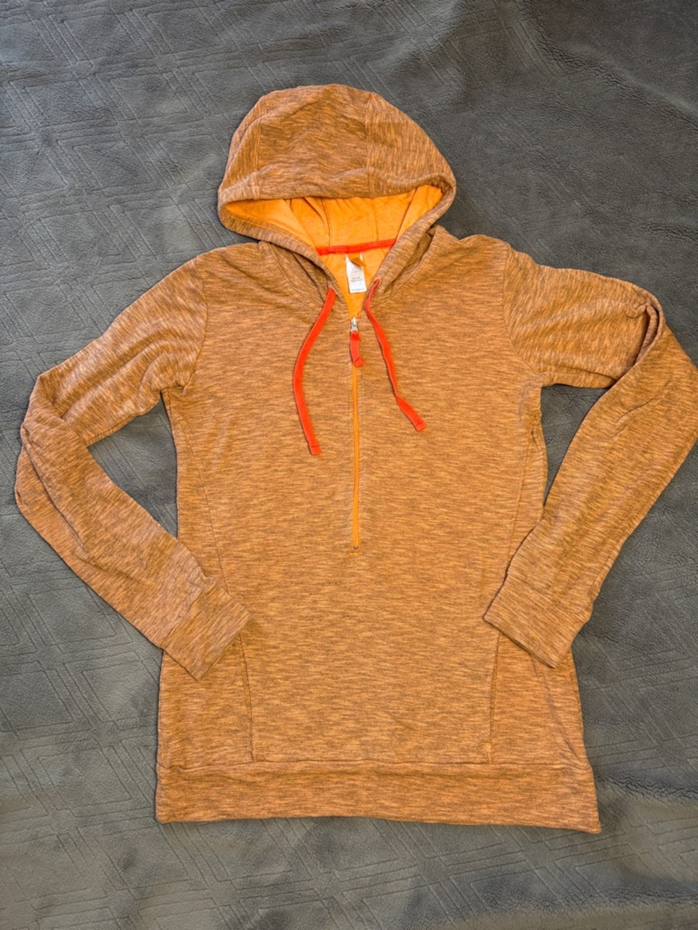 Lucy Half Zip Hoodie Sweatshirt Small Heathered Orange